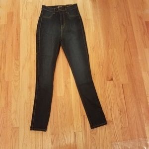 High waisted dark denim jeans